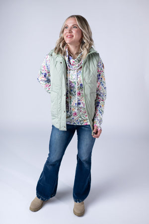 Remy Zip Up Vest - Sage by Michelle Mae