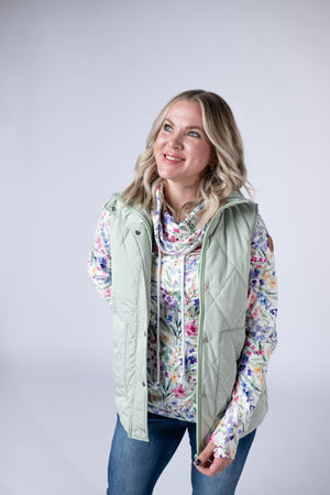 Remy Zip Up Vest - Sage by Michelle Mae