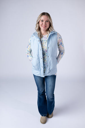 Remy Zip Up Vest - Sky Blue by Michelle Mae