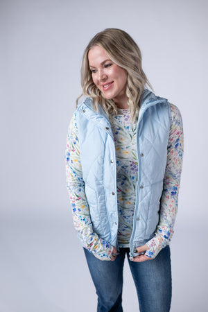 Remy Zip Up Vest - Sky Blue by Michelle Mae