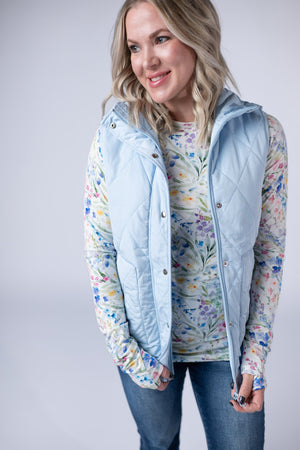Remy Zip Up Vest - Sky Blue by Michelle Mae