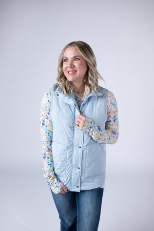 Remy Zip Up Vest - Sky Blue by Michelle Mae