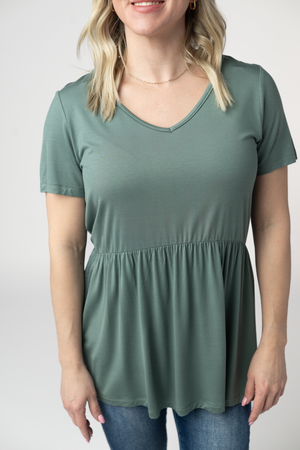 Sarah Ruffle Short Sleeve - Dusty Jade by Michelle Mae