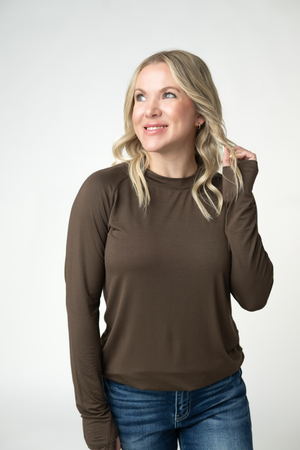 Blair Long Sleeve Top - Brown by Michelle Mae