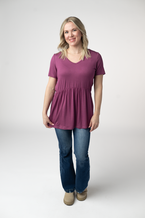 Sarah Ruffle Short Sleeve - Mulberry by Michelle Mae