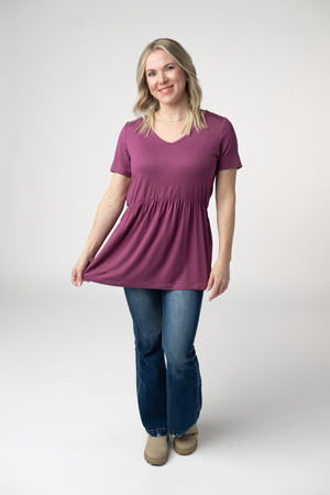 Sarah Ruffle Short Sleeve - Mulberry by Michelle Mae