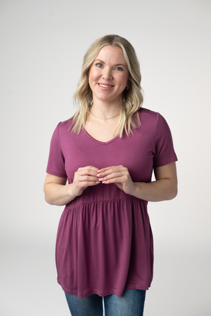 Sarah Ruffle Short Sleeve - Mulberry by Michelle Mae