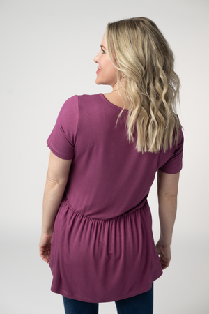 Sarah Ruffle Short Sleeve - Mulberry by Michelle Mae