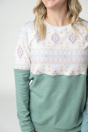 PREBOOK Natalie Pullover - Desert Geometric and Dusty Jade