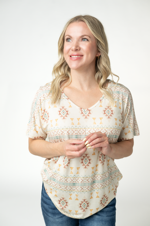 PREBOOK Chloe Cozy Top - Desert Geometric