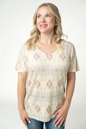 PREBOOK Chloe Cozy Top - Desert Geometric