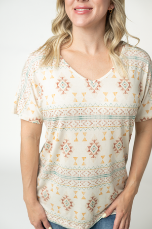 PREBOOK Chloe Cozy Top - Desert Geometric