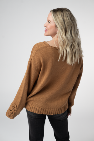 Crochet Sleeve Top - Camel by Michelle Mae