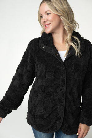 PREBOOK Checkered Snap Sherpa - Black