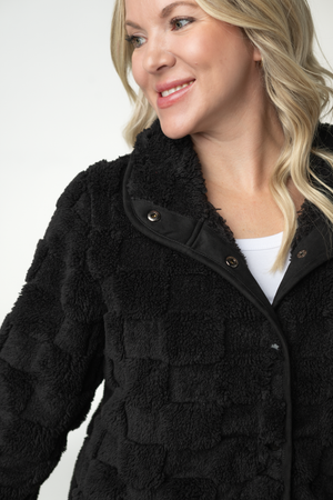 PREBOOK Checkered Snap Sherpa - Black