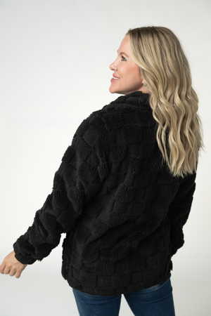 PREBOOK Checkered Snap Sherpa - Black