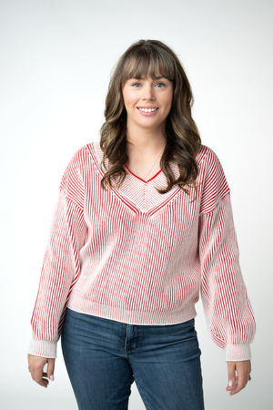 PREBOOK Candy Cane V-Neck Pullover