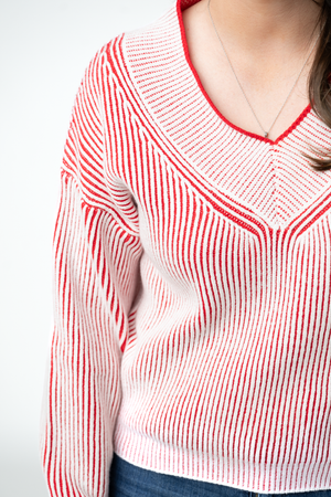 PREBOOK Candy Cane V-Neck Pullover