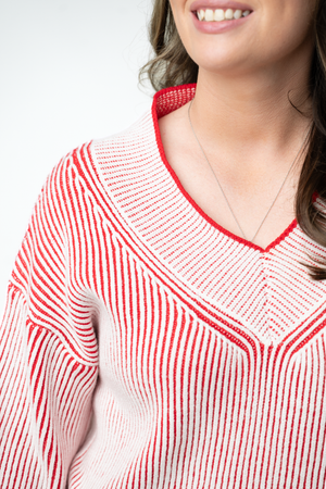 PREBOOK Candy Cane V-Neck Pullover