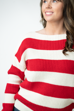 PREBOOK Chunky Striped Sweater - Red and Ivory