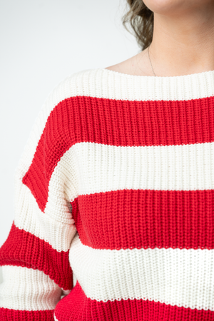 PREBOOK Chunky Striped Sweater - Red and Ivory