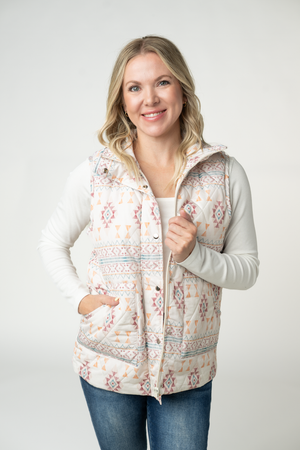 PREBOOK Remy Zip Up Vest - Desert Geometric