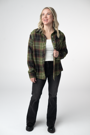 Finley Plaid Top - Olive and Brown by Michelle Mae