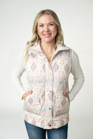 PREBOOK Remy Zip Up Vest - Desert Geometric