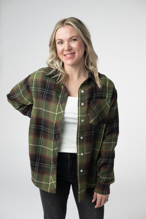 Finley Plaid Top - Olive and Brown by Michelle Mae