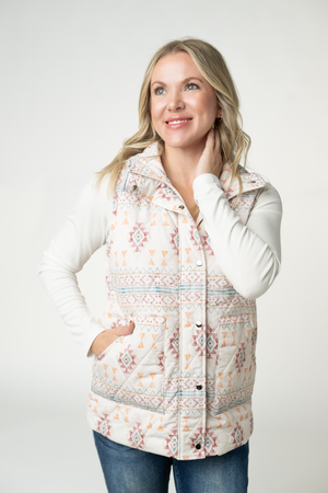 PREBOOK Remy Zip Up Vest - Desert Geometric