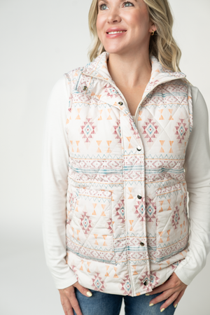 PREBOOK Remy Zip Up Vest - Desert Geometric