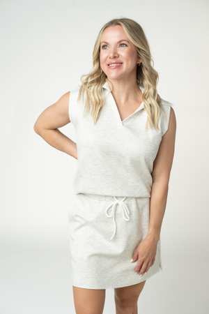 Luxe Collar Tank/Skort Set - Heathered Neutral by Michelle Mae