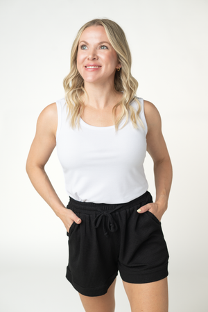 Weslie Waffle Shorts - Black by Michelle Mae