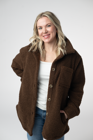 Teddy Oversized Shacket - Brown by Michelle Mae