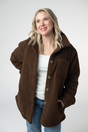 Teddy Oversized Shacket - Brown by Michelle Mae