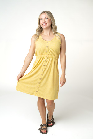 Beverly Button Dress - Yellow by Michelle Mae