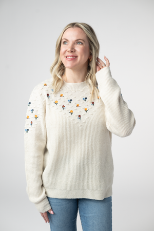 Micro Flower Sweater - Ivory by Michelle Mae