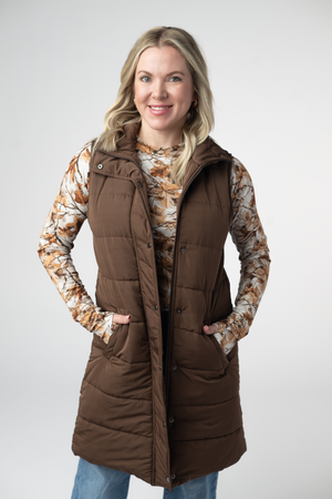 Harlow Long Vest - Brown by Michelle Mae
