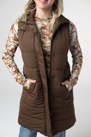 Harlow Long Vest - Brown by Michelle Mae