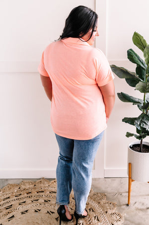 Soft Button Down Top In Neon Coral