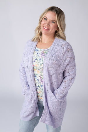 Open Knit Cardigan - Lavender by Michelle Mae