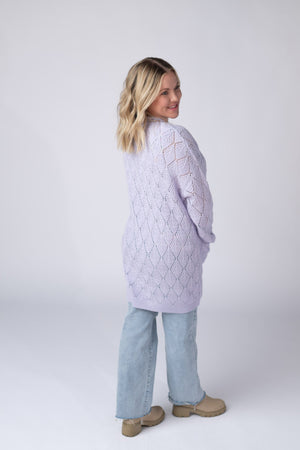 Open Knit Cardigan - Lavender by Michelle Mae