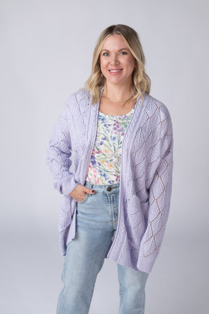 Open Knit Cardigan - Lavender by Michelle Mae