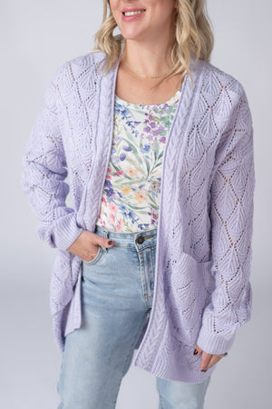Open Knit Cardigan - Lavender by Michelle Mae
