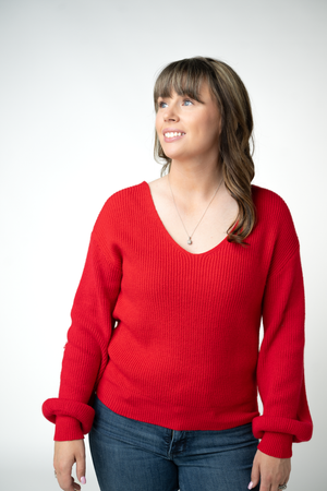 PREBOOK Bethany Bow Knit Sweater - Red
