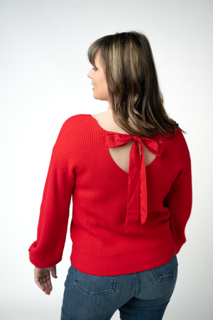PREBOOK Bethany Bow Knit Sweater - Red