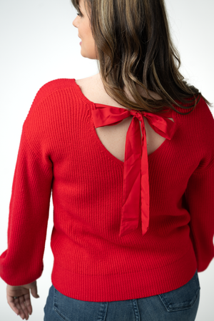 PREBOOK Bethany Bow Knit Sweater - Red