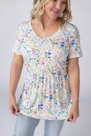 Sarah Ruffle Short Sleeve - Cottage Floral by Michelle Mae