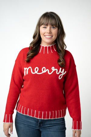 PREBOOK Merry Mock Neck Sweater - Red