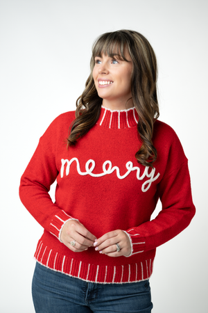 PREBOOK Merry Mock Neck Sweater - Red